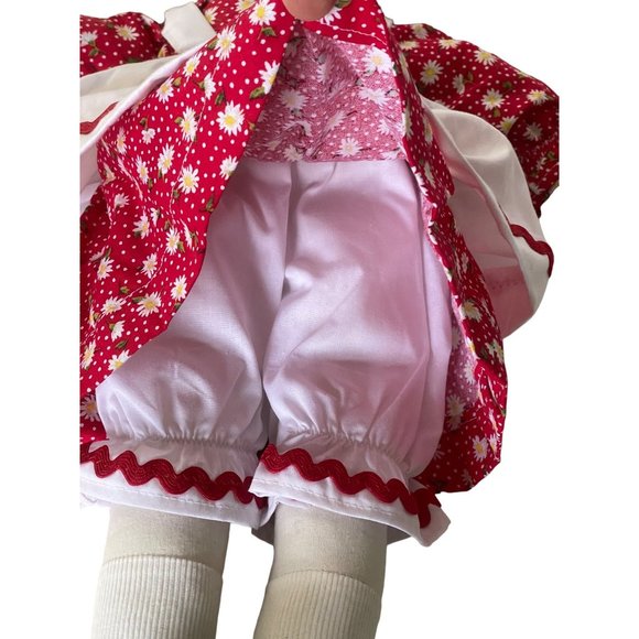 New Cloth Rag Doll Handmade with Hand Sewn Dress and Brown Yarn Hair 19" - Picture 5 of 6